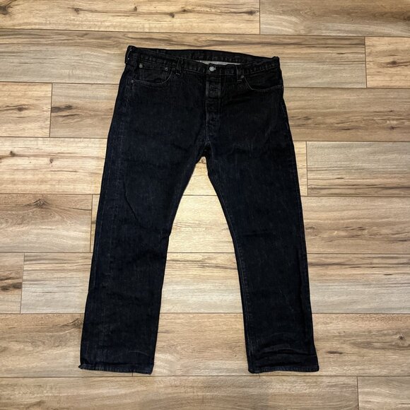 Mens Levis 501 Original Fit Denim Jeans SZ 40x30 Black Button Fly Stretch Modern - Picture 1 of 13